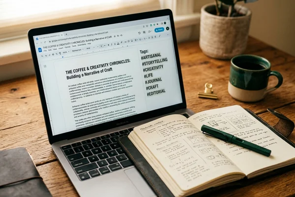 A finished AI-drafted article open in a clean Google Doc with meta tags visible
