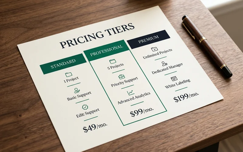 Three-column comparison of AI, hybrid and human content pricing tiers